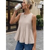 image:imageLILLUSORY Womens Peplum Tops Babydoll Linen Tank Tops Flowy Ruffle Pleated BlousesKhaki