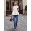 image:imageLILLUSORY Womens Peplum Tops Babydoll Linen Tank Tops Flowy Ruffle Pleated BlousesWhite
