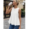 image:imageLILLUSORY Womens Peplum Tops Babydoll Linen Tank Tops Flowy Ruffle Pleated BlousesWhite