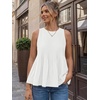 image:imageLILLUSORY Womens Peplum Tops Babydoll Linen Tank Tops Flowy Ruffle Pleated BlousesWhite