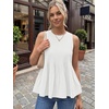 image:imageLILLUSORY Womens Peplum Tops Babydoll Linen Tank Tops Flowy Ruffle Pleated BlousesWhite