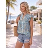 image:imageLILLUSORY Womens Ruffle Tops Dressy Casual Flowy Floral Boho Blouses Summer Chiffon Shirts 2026Blue White