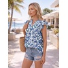 image:imageLILLUSORY Womens Ruffle Tops Dressy Casual Flowy Floral Boho Blouses Summer Chiffon Shirts 2026Blue White Flower