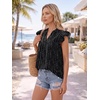 image:imageLILLUSORY Womens Ruffle Tops Dressy Casual Flowy Floral Boho Blouses Summer Chiffon Shirts 2026Stripe Black