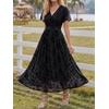 image:imageLILLUSORY Womens Summer Floral Maxi Dress Short Sleeve V Neck Wedding Guest Long Dresses with PocketsBlack
