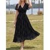 image:imageLILLUSORY Womens Summer Floral Maxi Dress Short Sleeve V Neck Wedding Guest Long Dresses with PocketsBlack