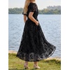 image:imageLILLUSORY Womens Summer Floral Maxi Dress Short Sleeve V Neck Wedding Guest Long Dresses with PocketsBlack