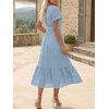 image:imageLILLUSORY Womens Summer Midi Dress Short Sleeve V Neck Hollow Out Eyelet A Line Long Flowy Vacation Dresses with PocketsLight Blue