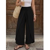 image:imageLILLUSORY Womens Wide Leg Flowy Pants High Waisted Palazzo Boho Comfy Pants Summer Dressy Casual Beach Vacation Fall ClothesBlack