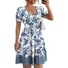 image:imageLILLUSORY Summer Dresses for Women 2026 Short Sleeve Floral Aline Dress with Pockets Boho Flowy SundressesBlue Print