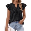 image:imageLILLUSORY Womens Ruffle Tops Dressy Casual Flowy Floral Boho Blouses Summer Chiffon Shirts 2026Stripe Black
