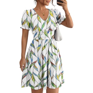 image:imageLILLUSORY Summer Dresses for Women 2026 Short Sleeve Floral Aline Dress with Pockets Boho Flowy SundressesLeaves