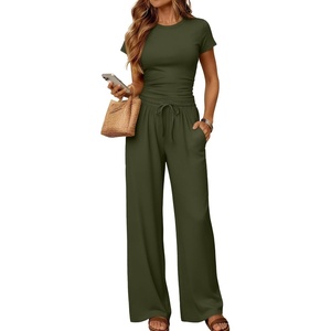 image:imageLILLUSORY Sweat Sets for Women Airport Travel Two Piece Matching Lounge Set Sweatsuit OutfitArmy Green