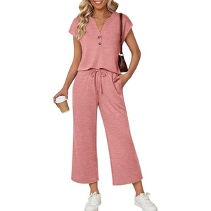 image:imageLILLUSORY Two Piece Lounge Sets for Women Spring Vacation Beach Travel Airport Outfits Casual Cruise Fashion 2026Coral