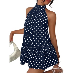 image:imageLILLUSORY Women Halter Dress Summer Mini Short Dresses A Line Polka Dot Petite Sundress Flowy Vacation Party Outfits 2026Navy