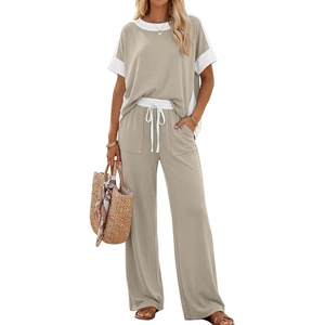 image:imageLILLUSORY Womens 2 Piece Lounge Sets Matching Travel Outfits Color BlockApricot