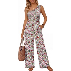 image:imageLILLUSORY Womens Floral Jumpsuit Off Shoulder Boho Romper Summer Beach OutfitsPink