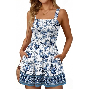 image:imageLILLUSORY Womens Short Summer Dress Mini Sundress Beach Vacation Spring Sleeveless Dresses 2026 Casual Outfits Cute ClothesFloral Cyan