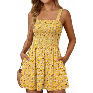 image:imageLILLUSORY Womens Short Summer Dress Mini Sundress Beach Vacation Spring Sleeveless Dresses 2026 Casual Outfits Cute ClothesFloral Yellow