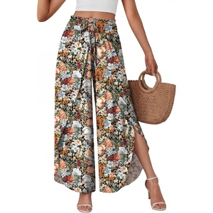 image:imageLILLUSORY Womens Wide Leg Flowy Pants High Waisted Palazzo Boho Comfy Pants Summer Dressy Casual Beach Vacation Fall ClothesBohofloral
