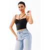 imageREORIA Crisscross Back Strap VNeck Women Crop Tank Top Sexy Sleeveless Tops 2025 SpringSummer Designer CollectionBlack Onyx
