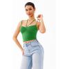 imageREORIA Crisscross Back Strap VNeck Women Crop Tank Top Sexy Sleeveless Tops 2025 SpringSummer Designer CollectionKelly Green