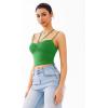 imageREORIA Crisscross Back Strap VNeck Women Crop Tank Top Sexy Sleeveless Tops 2025 SpringSummer Designer CollectionKelly Green