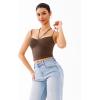 imageREORIA Crisscross Back Strap VNeck Women Crop Tank Top Sexy Sleeveless Tops 2025 SpringSummer Designer CollectionShaved Chocolate