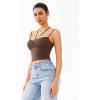 imageREORIA Crisscross Back Strap VNeck Women Crop Tank Top Sexy Sleeveless Tops 2025 SpringSummer Designer CollectionShaved Chocolate