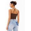 imageREORIA Crisscross Back Strap VNeck Women Crop Tank Top Sexy Sleeveless Tops 2025 SpringSummer Designer CollectionShaved Chocolate