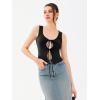 imageREORIA UNeck Adjustable TieFront Crop Top Soft Fabric Y2K Sexy Sleeveless Tops 2025 SpringSummer Designer CollectionBlack Onyx