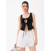 imageREORIA UNeck Adjustable TieFront Crop Top Soft Fabric Y2K Sexy Sleeveless Tops 2025 SpringSummer Designer CollectionBlack Onyx
