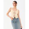 imageREORIA UNeck Adjustable TieFront Crop Top Soft Fabric Y2K Sexy Sleeveless Tops 2025 SpringSummer Designer CollectionButtercream