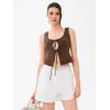 imageREORIA UNeck Adjustable TieFront Crop Top Soft Fabric Y2K Sexy Sleeveless Tops 2025 SpringSummer Designer CollectionShaved Chocolate