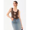 imageREORIA UNeck Adjustable TieFront Crop Top Soft Fabric Y2K Sexy Sleeveless Tops 2025 SpringSummer Designer CollectionShaved Chocolate
