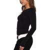 imageREORIA Womens Fashion Long Sleeve Shirts Crew Neck Layering Basic Tee Slim Fitted Lightweight Going Out TopsBlack