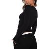 imageREORIA Womens Fashion Long Sleeve Shirts Crew Neck Layering Basic Tee Slim Fitted Lightweight Going Out TopsBlack