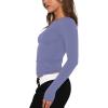 imageREORIA Womens Fashion Long Sleeve Shirts Crew Neck Layering Basic Tee Slim Fitted Lightweight Going Out TopsBlue Nova