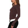 imageREORIA Womens Fashion Long Sleeve Shirts Crew Neck Layering Basic Tee Slim Fitted Lightweight Going Out TopsCocoa