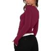 imageREORIA Womens Fashion Long Sleeve Shirts Crew Neck Layering Basic Tee Slim Fitted Lightweight Going Out TopsDark Red