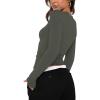 imageREORIA Womens Fashion Long Sleeve Shirts Crew Neck Layering Basic Tee Slim Fitted Lightweight Going Out TopsGrey Green