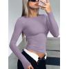 imageREORIA Womens Fashion Long Sleeve Shirts Crew Neck Layering Basic Tee Slim Fitted Lightweight Going Out TopsHazy Lilac