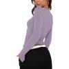imageREORIA Womens Fashion Long Sleeve Shirts Crew Neck Layering Basic Tee Slim Fitted Lightweight Going Out TopsHazy Lilac