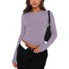 imageREORIA Womens Fashion Long Sleeve Shirts Crew Neck Layering Basic Tee Slim Fitted Lightweight Going Out TopsHazy Lilac