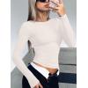 imageREORIA Womens Fashion Long Sleeve Shirts Crew Neck Layering Basic Tee Slim Fitted Lightweight Going Out TopsOffwhite