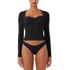 imageREORIA Womens Long Sleeve Inverted Trapezoid Neck Top Sexy Elegant Tops 2025 FallWinter Designer CollectionBlack