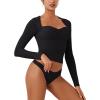 imageREORIA Womens Long Sleeve Inverted Trapezoid Neck Top Sexy Elegant Tops 2025 FallWinter Designer CollectionBlack