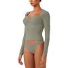 imageREORIA Womens Long Sleeve Inverted Trapezoid Neck Top Sexy Elegant Tops 2025 FallWinter Designer CollectionGrayish Green
