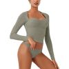 imageREORIA Womens Long Sleeve Inverted Trapezoid Neck Top Sexy Elegant Tops 2025 FallWinter Designer CollectionGrayish Green