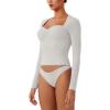 imageREORIA Womens Long Sleeve Inverted Trapezoid Neck Top Sexy Elegant Tops 2025 FallWinter Designer CollectionGrey